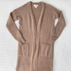 Jessica Simpson Longline Open Front Cardigan Knit Sweater in Taupe Pink Size XS